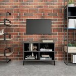 Vidaxl meuble tv avec pieds en métal gris brillant 69 5x30x50 cm