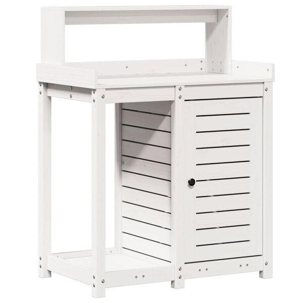 vidaXL Table de rempotage avec étagères blanc bois massif de pin