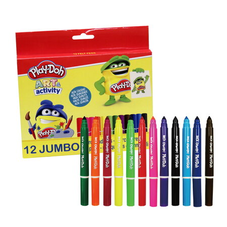 Coloriage : 12 feutres jumbo - playdoh art & activity - mine 8mm