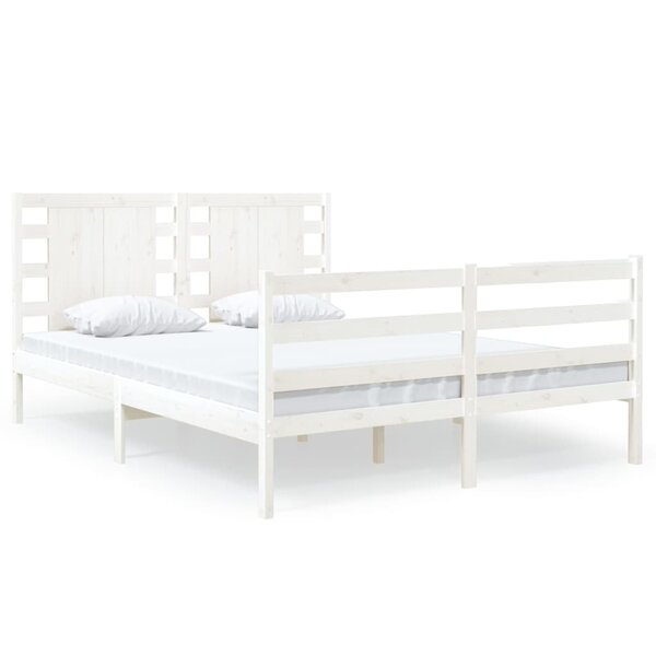 vidaXL Cadre de lit Blanc Bois de pin massif 120x190 cm Petit double