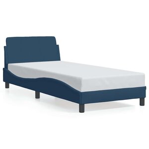 vidaXL Cadre de lit avec tête de lit Dover bleu 90x200 cm tissu