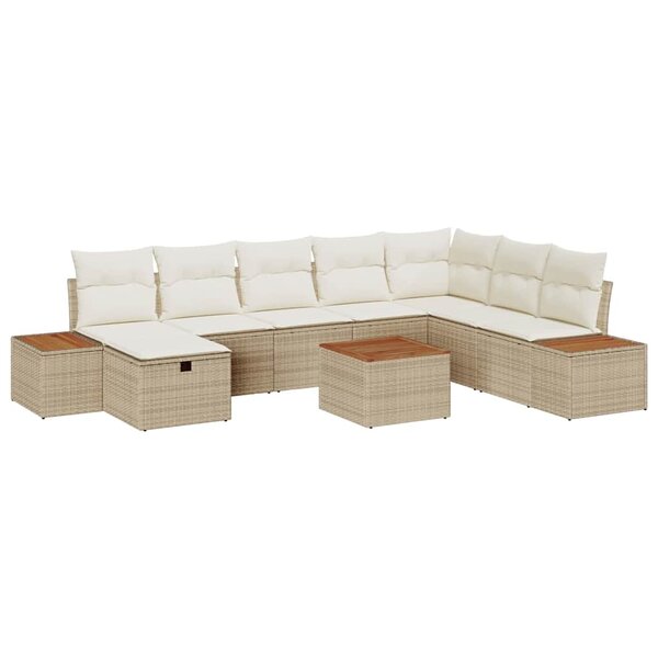 vidaXL Ensemble de canapé de jardin 9 Pièces Beige 55 x 62 x 69 cm
