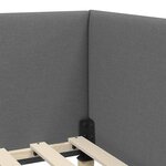 vidaXL Cadre de lit d'angle Gris foncé 90 cm x 190 cm tissu
