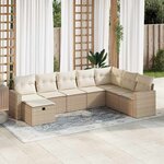 vidaXL Salon de jardin avec coussins 8 Pièces beige résine tressée