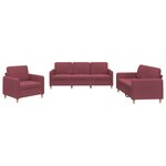 vidaXL Ensemble de canapés 3 Pièces avec coussins Rouge bordeaux Tissu