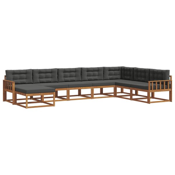 vidaXL Ensemble de canapés d'extérieur 8 pc Naturel et Anthracite