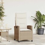 vidaXL Chaise de jardin inclinable et table d'appoint beige polyrotin