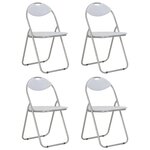 vidaXL Chaises pliantes à manger lot de 4 blanc similicuir