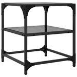 vidaXL Tables basses avec dessus en verre noir 2 Pièces 40x40x45 cm acier