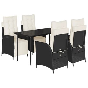 vidaXL Ensemble à manger de jardin coussins 5Pièces Noir Résine tressée
