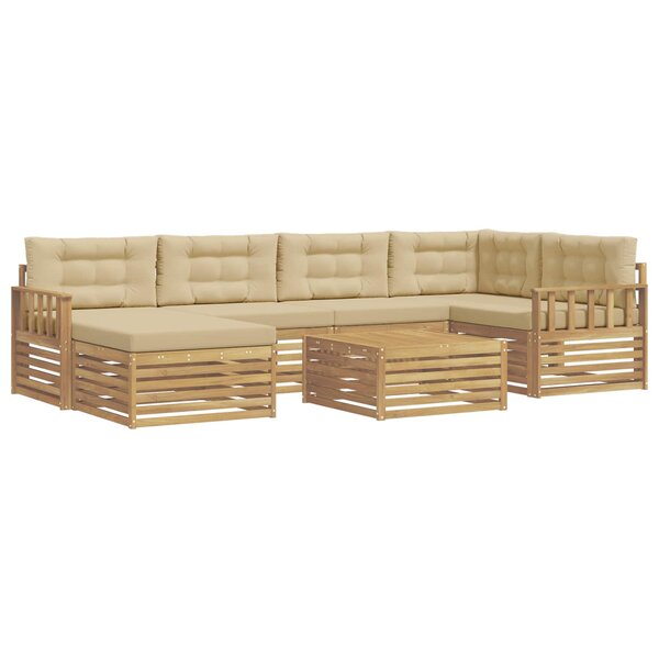 vidaXL Ensemble de canapés d'extérieur 7 pc Blanc et Beige