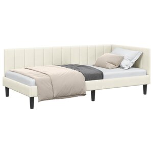 vidaXL Cadre de lit d'angle Crème 100 cm x 200 cm Velours
