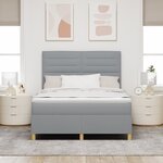 vidaXL Lit à ressorts avec matelas gris clair 140x200 cm en tissu