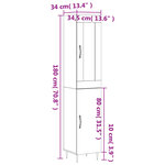 vidaXL Buffet haut Blanc 34 5x34x180 cm Bois d'ingénierie
