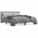 vidaXL Cadre de lit chêne sonoma 160x200 cm bois d'ingénierie et métal