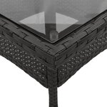 vidaXL Ensemble à manger de jardin et coussins 3 Pièces noir rotin verre