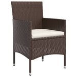 vidaXL Ensemble à manger de jardin coussins 7 Pièces Marron/noir