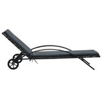 vidaXL Chaise longue avec coussin et roues Résine tressée Anthracite