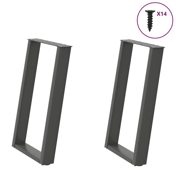 vidaXL Pieds de table à manger en U 2 pièces Anthracite 60 x (72-73) cm Acier