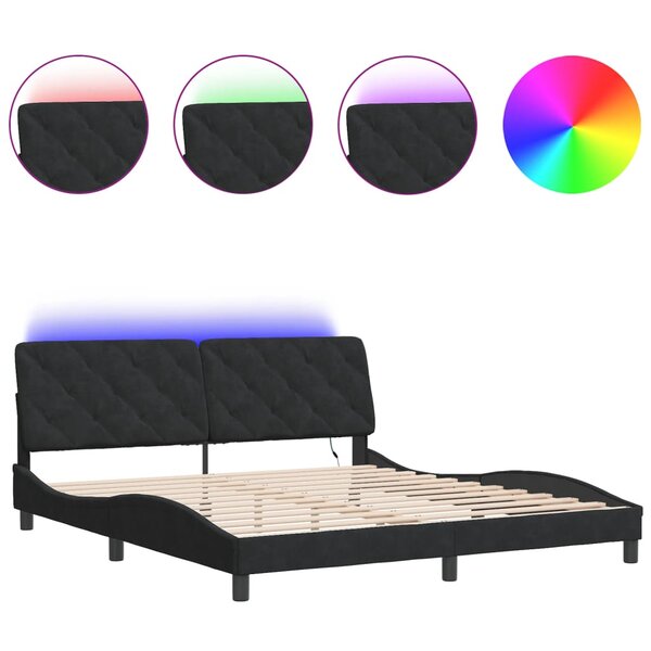 vidaXL Cadre de lit avec LED sans matelas noir 180x200 cm velours