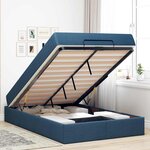 vidaXL Cadre de lit avec matelas Bleu 120 x 200 cm tissu