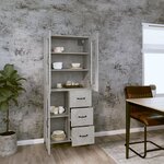 vidaXL Buffet haut Gris béton 69 5x34x180 cm Bois d'ingénierie