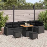 vidaXL Ensemble de canapé de jardin 9 Pièces Noir polyrotin