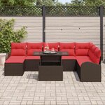 vidaXL Ensemble de canapé de jardin 9 Pièces Marron et rouge polyrotin