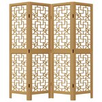 vidaXL Cloison de séparation 4 panneaux marron bois paulownia massif