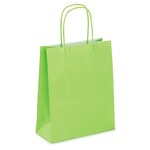 Mini sac kraft vert anis à poignées torsadées 18 x 22 x 8 cm (lot de 50)