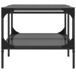 vidaXL Table basse avec dessus en verre noir 98 5x50x45 cm acier