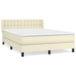 vidaXL Sommier à lattes de lit avec matelas Crème 140x190cm Similicuir