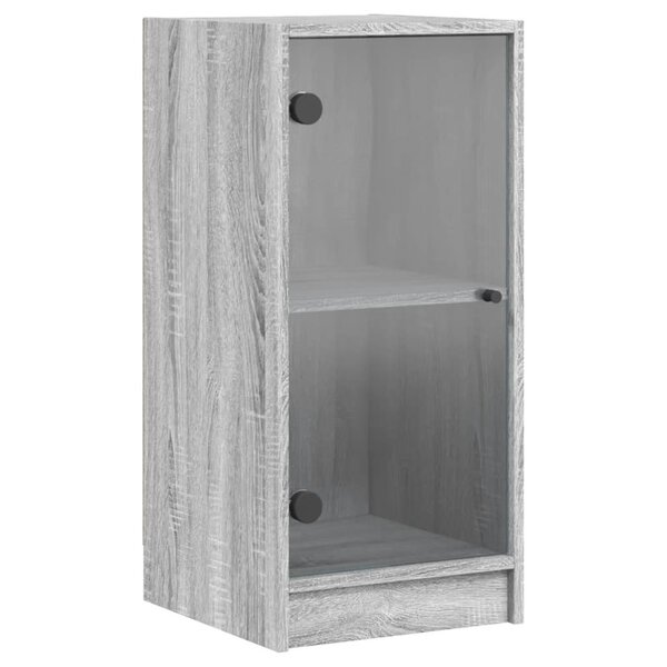 vidaXL Armoire latérale avec portes en verre sonoma gris 35x37x75 5 cm