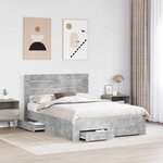 vidaXL Cadre de lit avec tiroir avec tête de lit Bois d'ingénierie