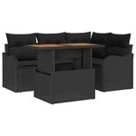 vidaXL Ensemble de canapé de jardin 5 Pièces Noir 100 x 55 x 73 cm