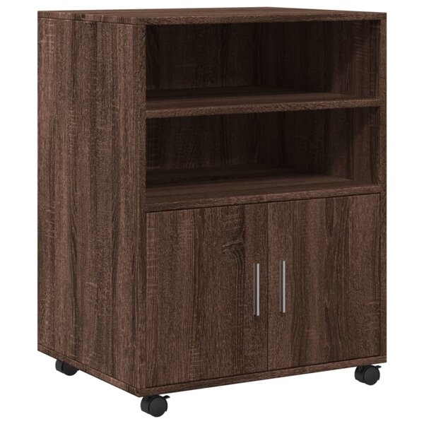 vidaXL Armoire à roulettes chêne marron 60x48x81 cm bois d'ingénierie