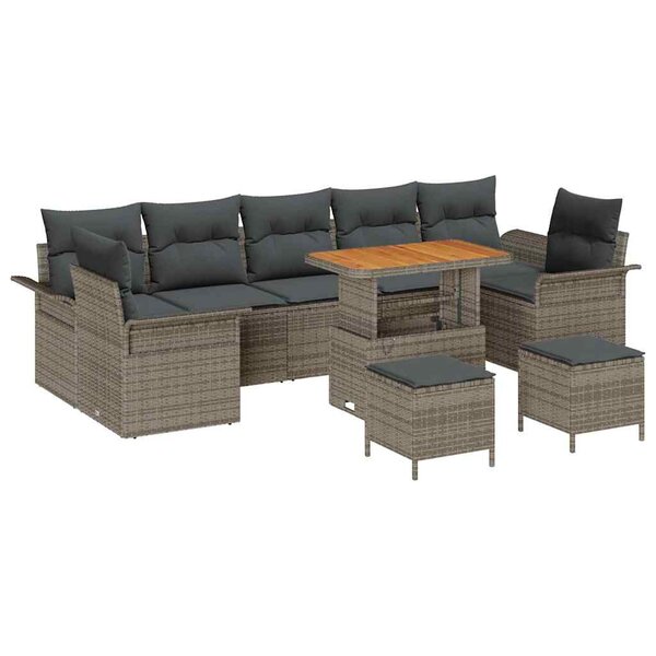 vidaXL Ensemble de canapé de jardin 10 Pièces Gris 90 x 55 x 71 cm