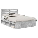 vidaXL Cadre de lit avec tête de lit Béton 140 x 200 cm Pin massif