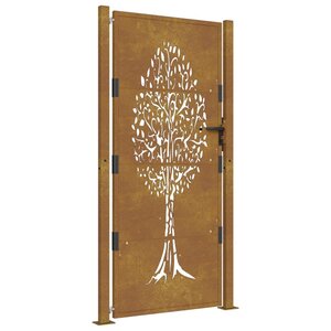 vidaXL Portail de jardin 105x180 cm acier corten conception de l'arbre