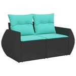 vidaXL Salon de jardin 7 Pièces avec coussins noir résine tressée