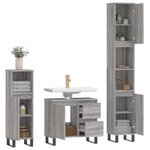 vidaXL Ensemble de meubles de salle de bain 3 Pièces Sonoma gris