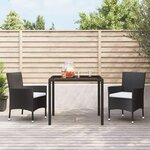 vidaXL Ensemble à manger de jardin avec coussins 3 Pièces Noir