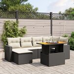vidaXL Salon de jardin 7 Pièces avec coussins noir résine tressée