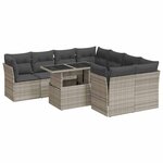 vidaXL Salon de jardin 9 Pièces avec coussins gris clair résine tressée