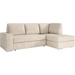 Canapé d'angle droit convertible ARTEMIS 4 places - Velours côtelé beige - 246 x 174 x 96 cm