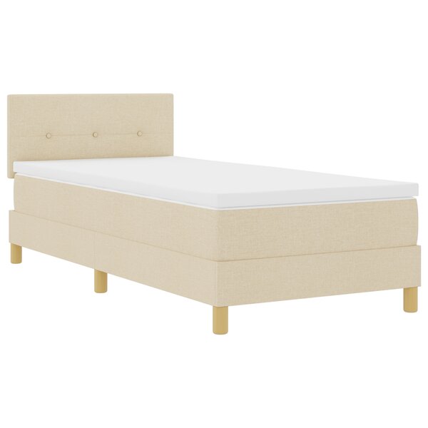 vidaXL Lit sommier avec matelas Crème 90x200 cm Tissu