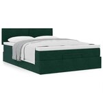 vidaXL Cadre de lit ottoman avec matelas vert foncé 140x200 cm velours