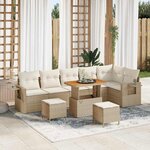 vidaXL Ensemble de canapé de jardin 9 Pièces Beige polyrotin