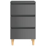 Vidaxl tables de chevet pieds en bois 2 pièces gris brillant 40x35x69 cm