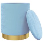 vidaXL Tabouret de rangement rond Bleu clair Velours 31 x 37 cm